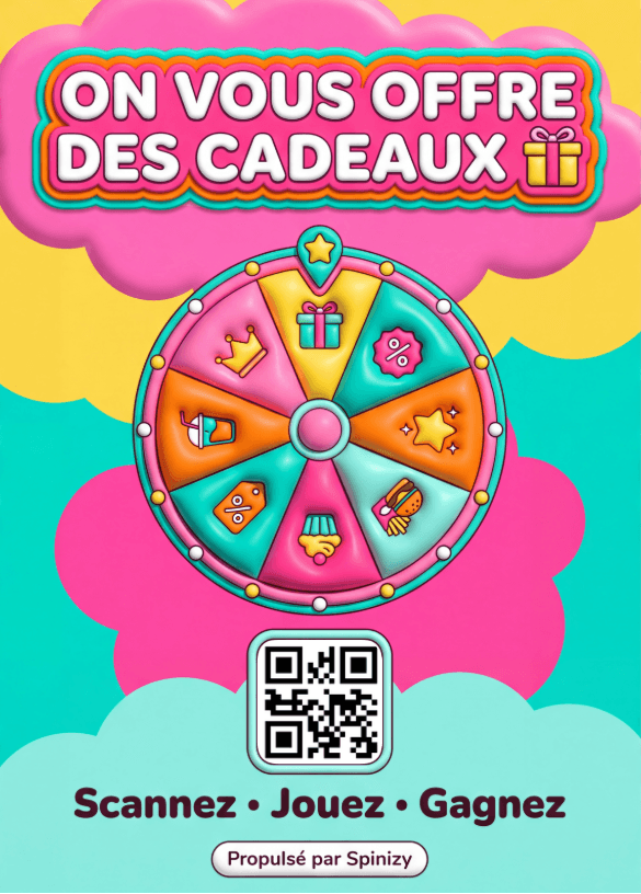 Fiche promotionnelle Spinizy — Scannez, jouez, gagnez